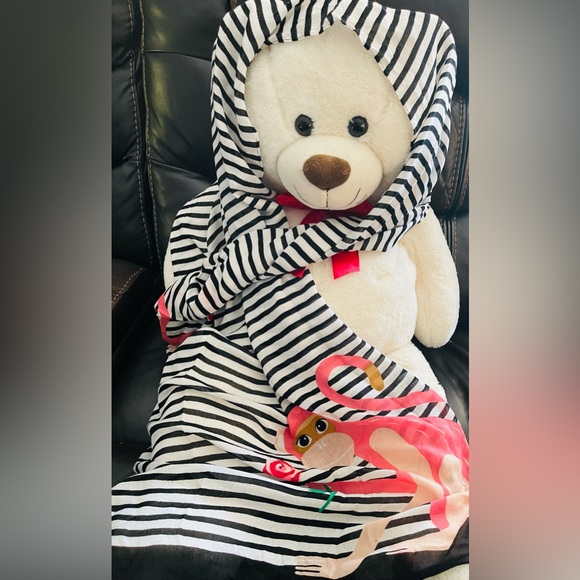 Rare Kate Spade Monkey Rose Striped Long Scarf - Picture 6 of 9